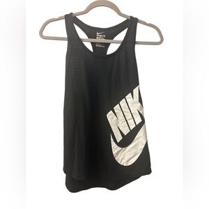 Nike Women's Black and White Logo Tank Top